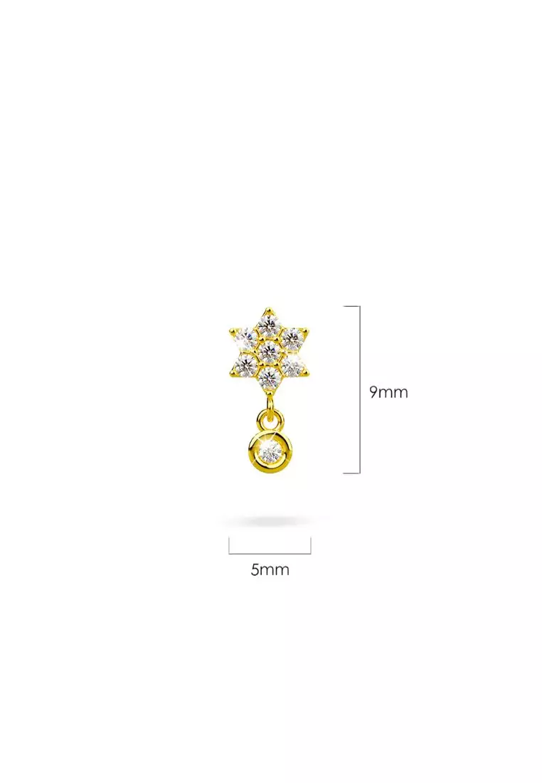 Solid 925 Sterling Silver Pretty & Petite Zircon Drop Earrings in Gold Vermeil