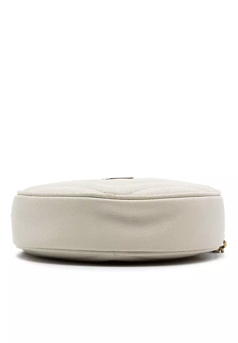Pre-Loved Saint Laurent Grain De Poudre Chevron Round Vinyle Camera Bag