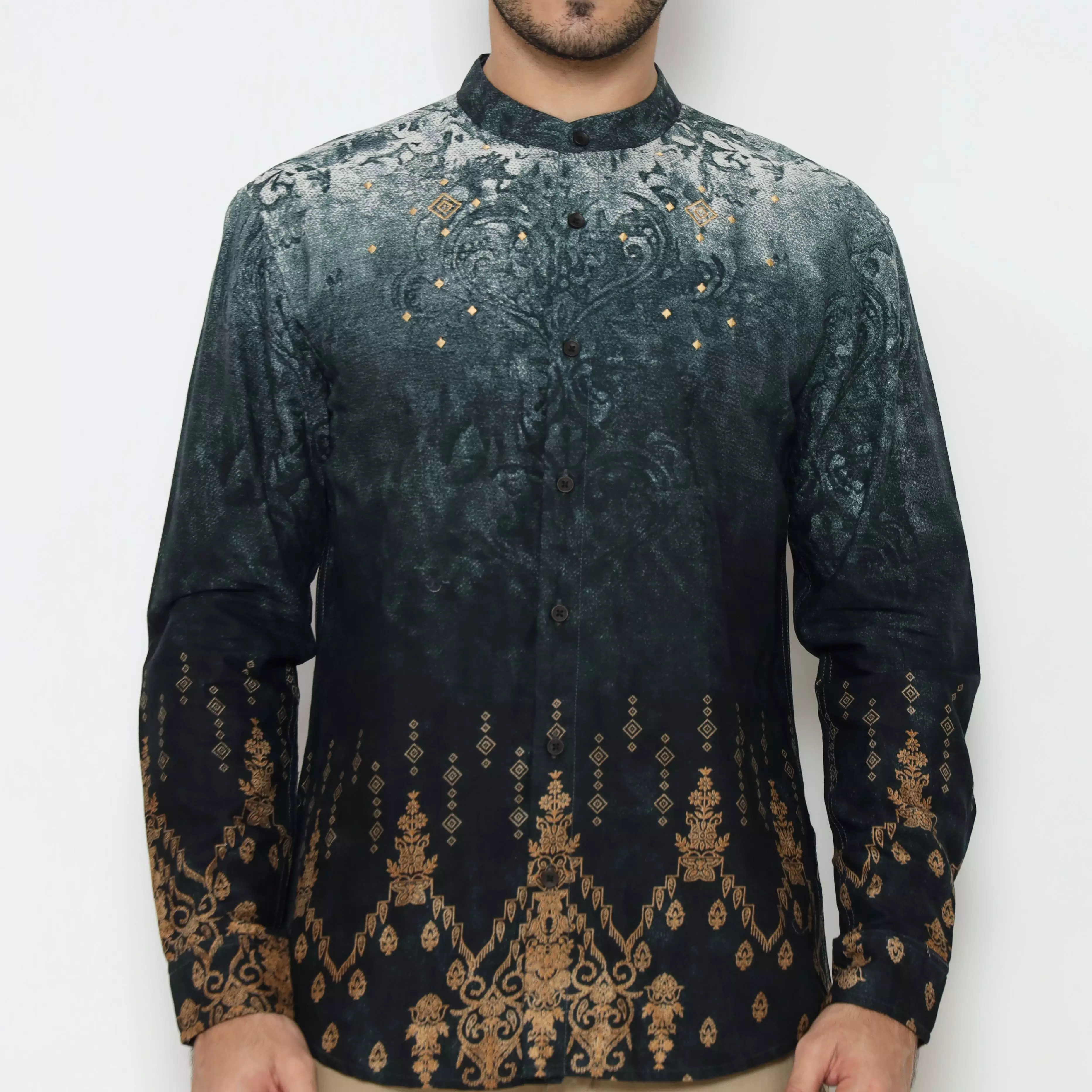 AMK Kemeja Koko Pria Lengan Panjang KK Abyan L/S Green