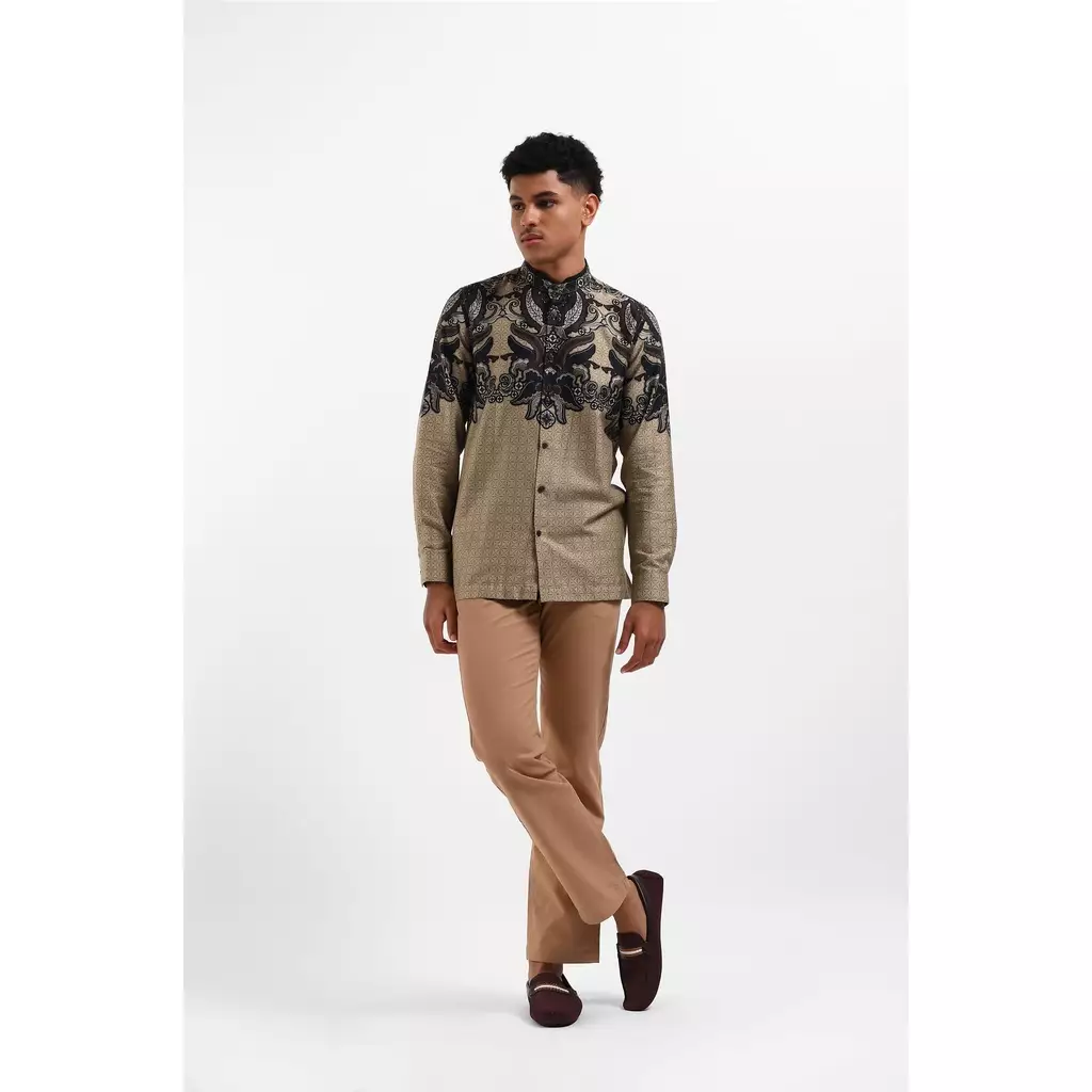 MANZONE Kemeja Batik Shanghai Lengan Panjang  DIRATAMA - KHAKI