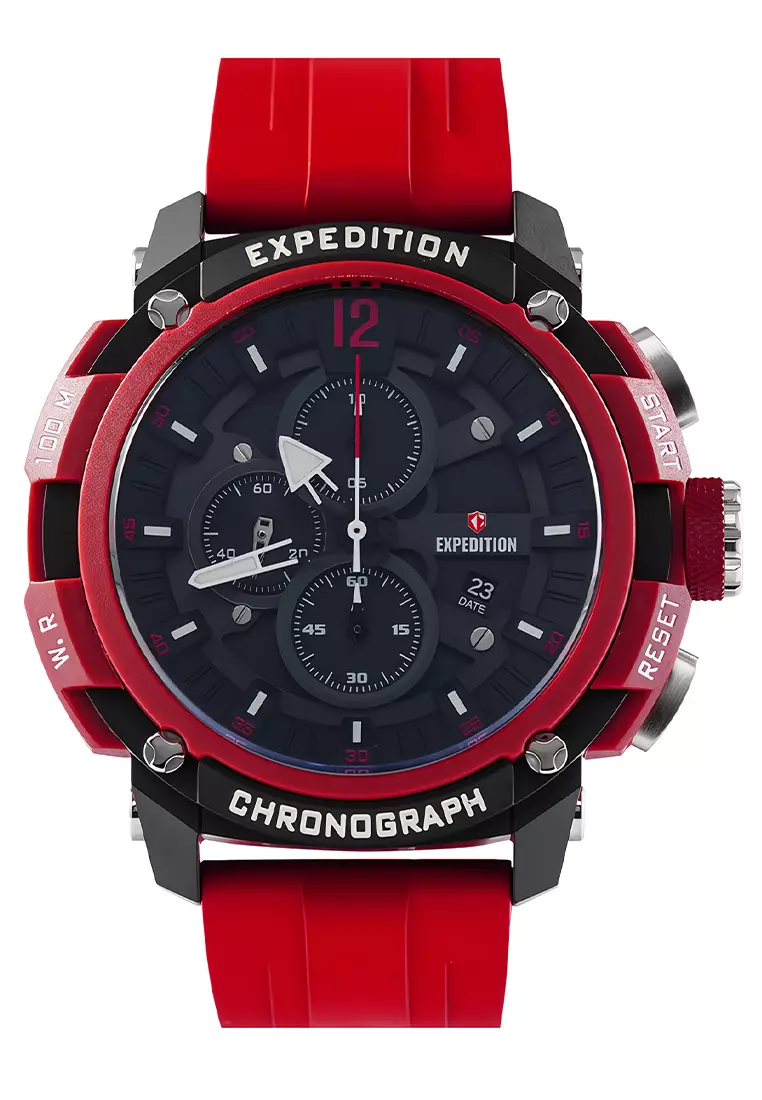 Expedition - Jam Tangan Chronograph Pria - Red - Rubber Strap - 6781PMCRTBBARE