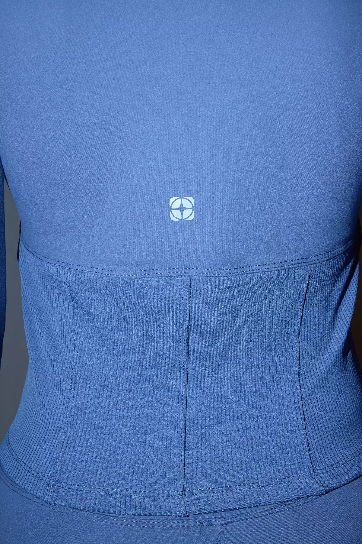 Indigo Brushed Soft Fabric Thumb Hole Knitted Sports Jacket/Sweatshirt