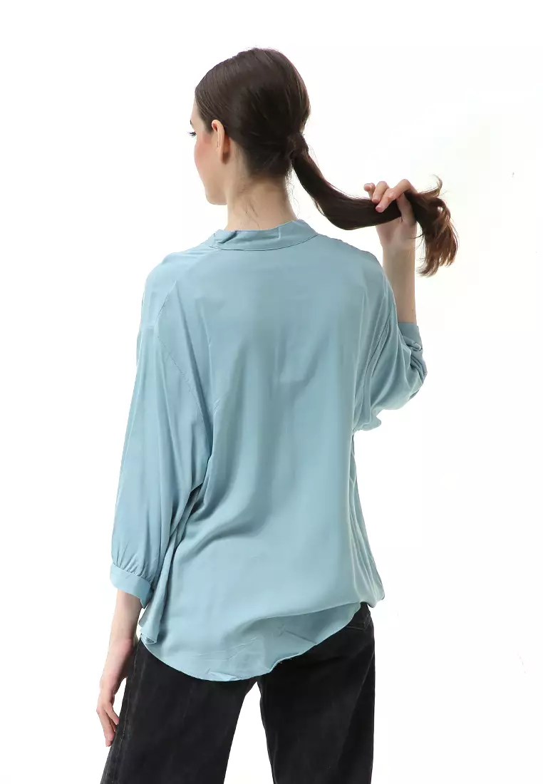 Ghita Kemeja Atasan Wanita Motif Polos Long Sleeve High Quality - Wardah