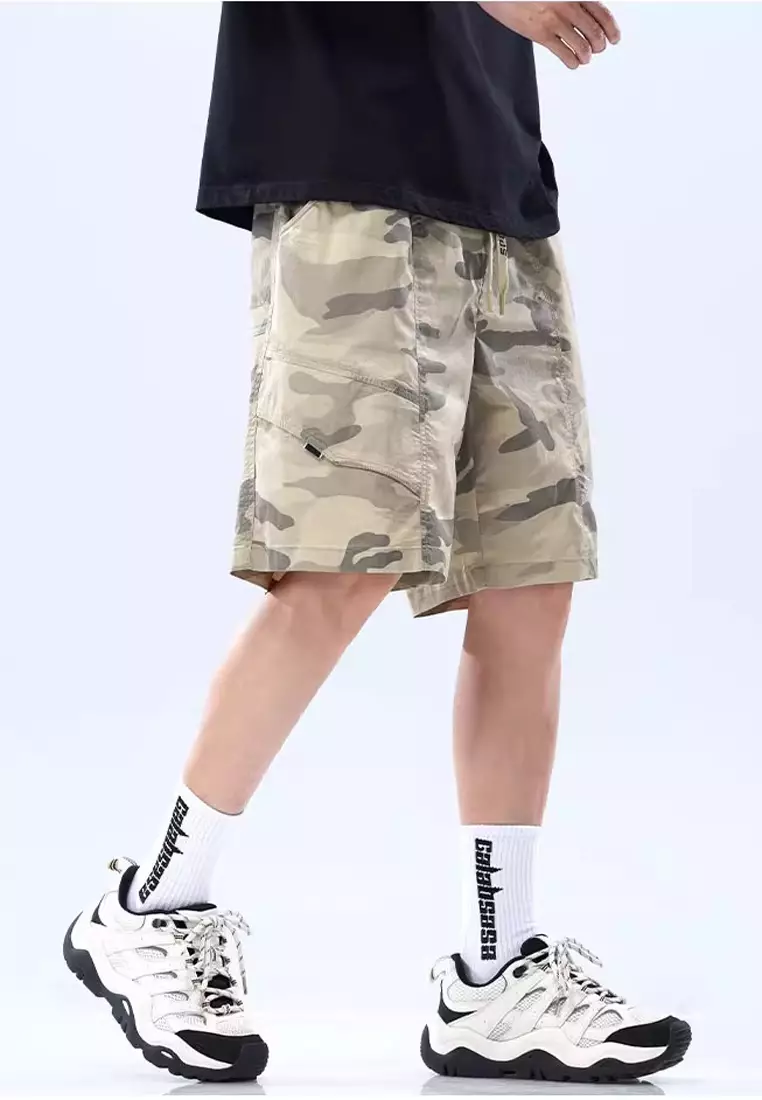 Camo Drawstring Casual Shorts