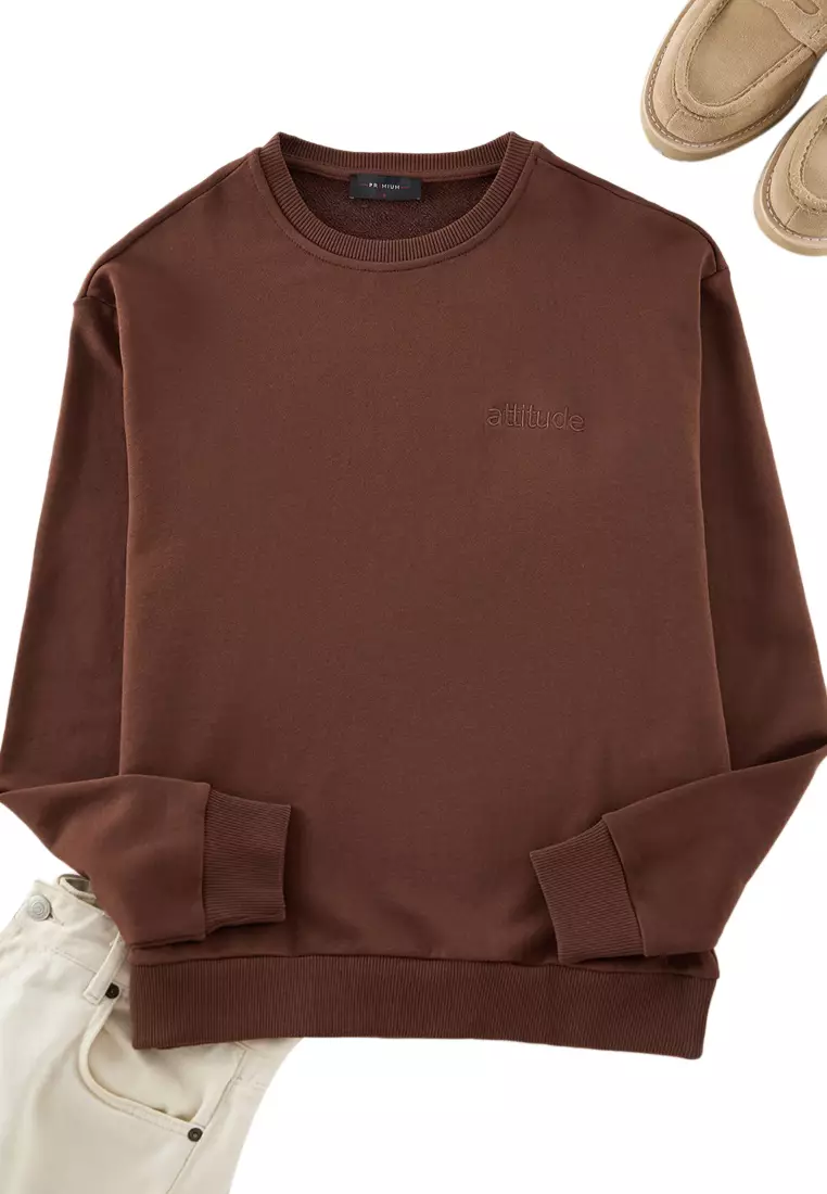 Jual Trendyol Slogan Embroidered Sweatshirt Original 2025 ZALORA