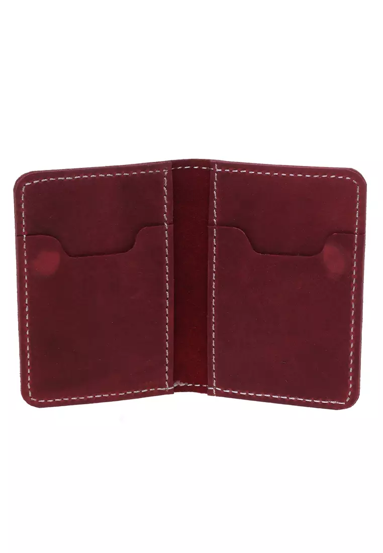 Zackly Card Holder Wallet Dompet Kartu Handmade Many Slot Material Genuine Leather Kulit 025 ORIGINAL - Maroon