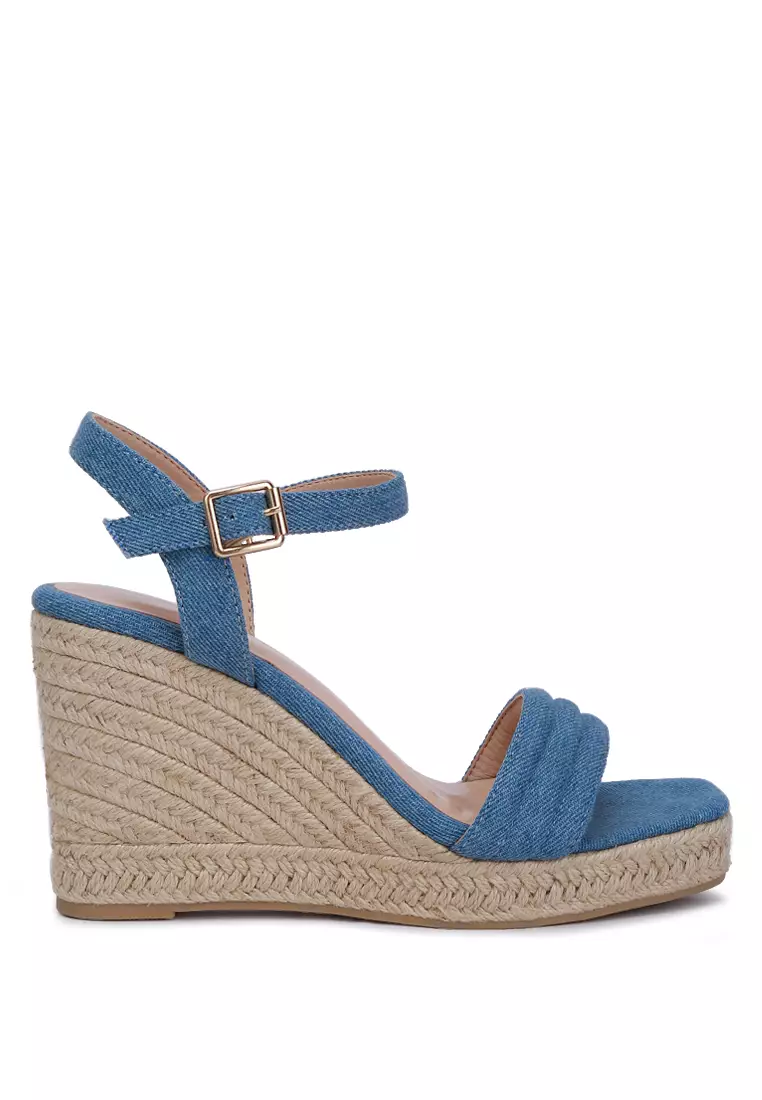 Discount on London Rag  shoes - SKU: Denim Espadrilles High Wedge Sandals