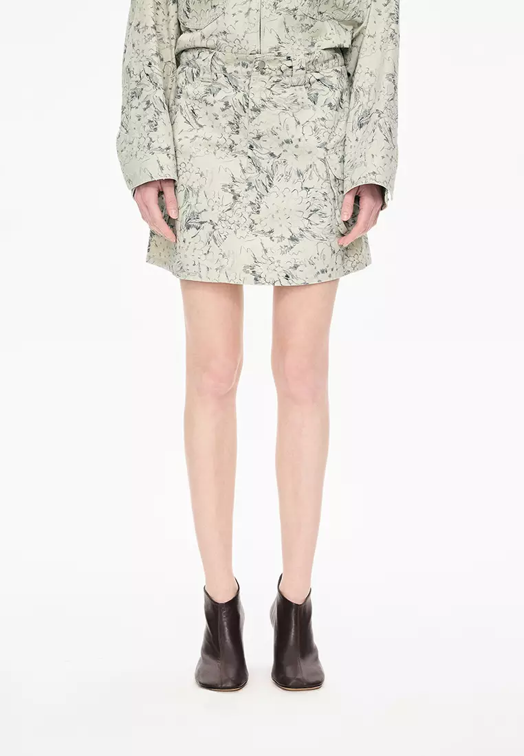 Cotton Pattern Element A-line Short Skirt