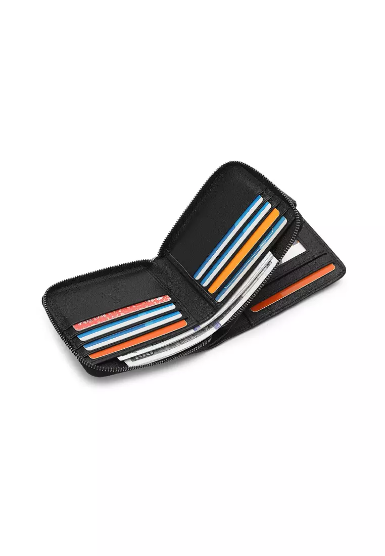 Men's Genuine Leather RFID Blocking Fortune Wallet - Black