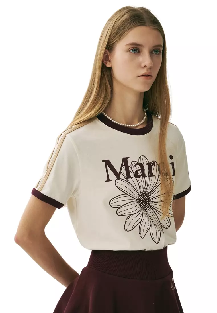 Linger Tshirt Flowermardi - Cream Burgundy