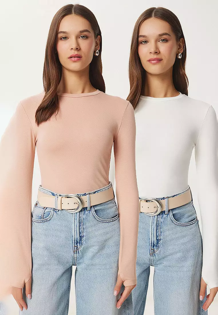 Crew Neck Long Sleeves Top 2-Pack