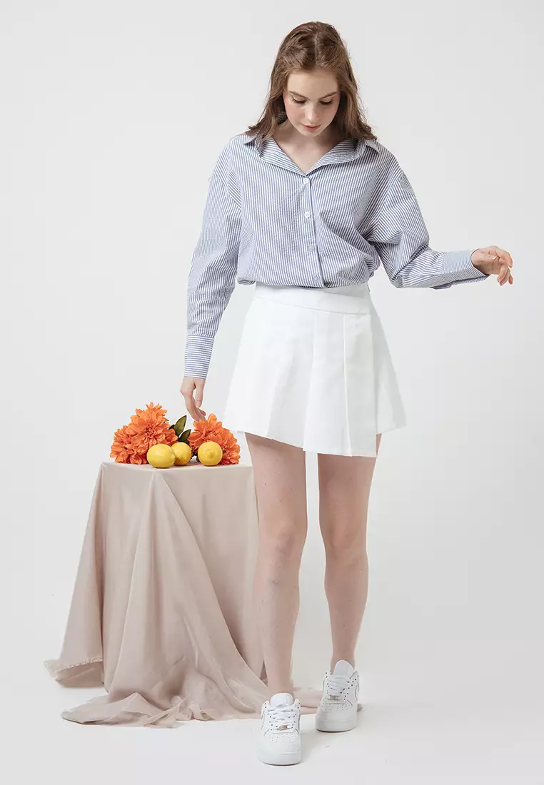 Pleated Skort in White