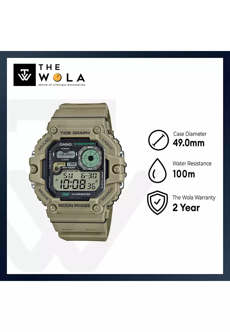 Men's Digital Watch WS-1700H-5A Army Green Resin Strap Sport Watch