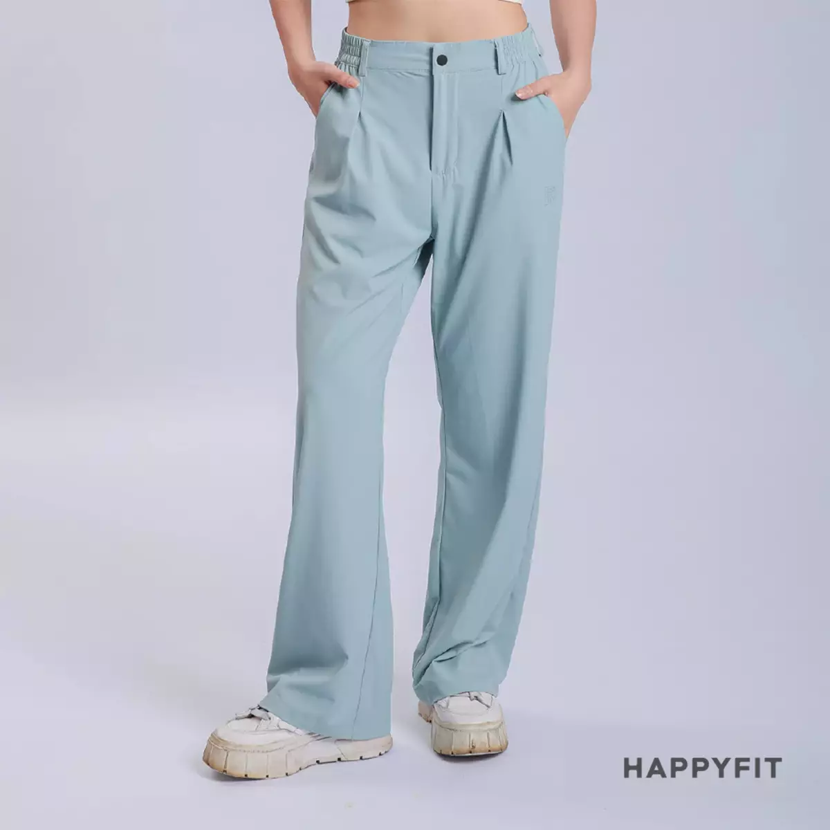 HAPPYFIT Flowy High Waist Trouser Pants - Mint
