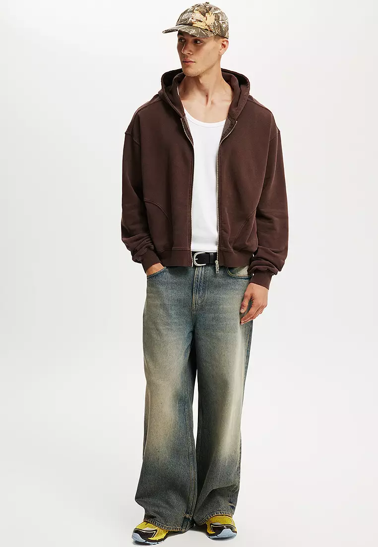 短版拉鍊連帽衛衣