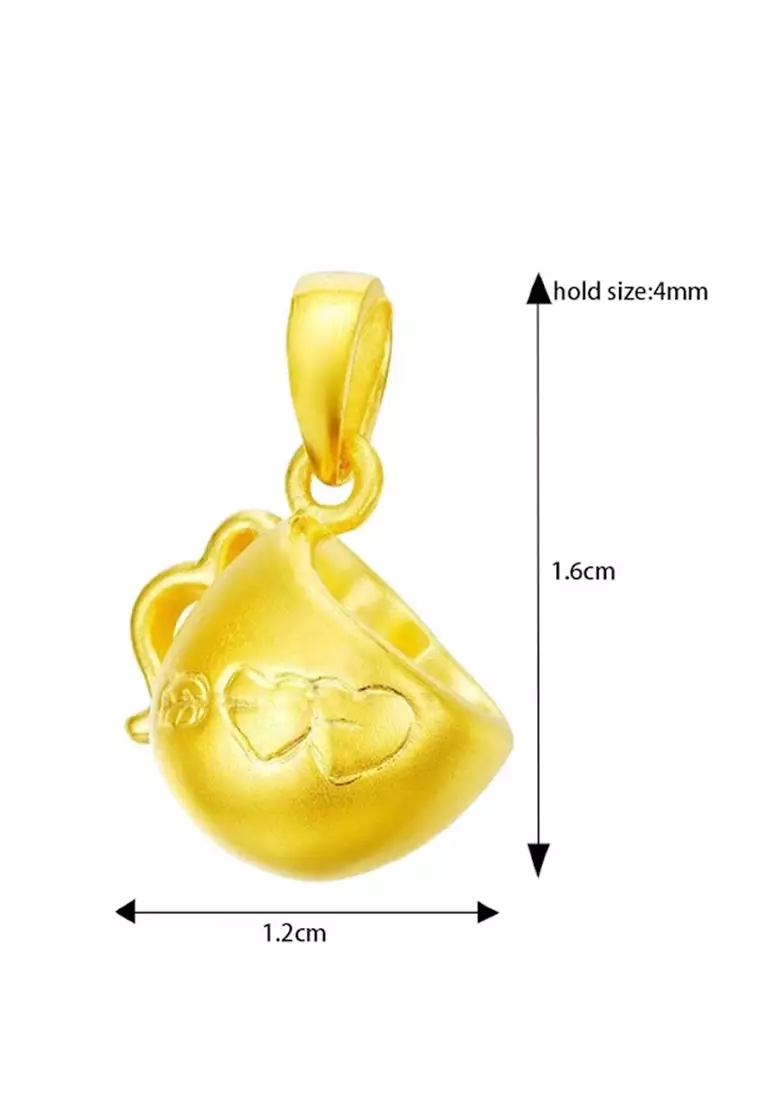 Free Necklace LITZ 999 24K Gold Cup Pendant EP0087 1.04g