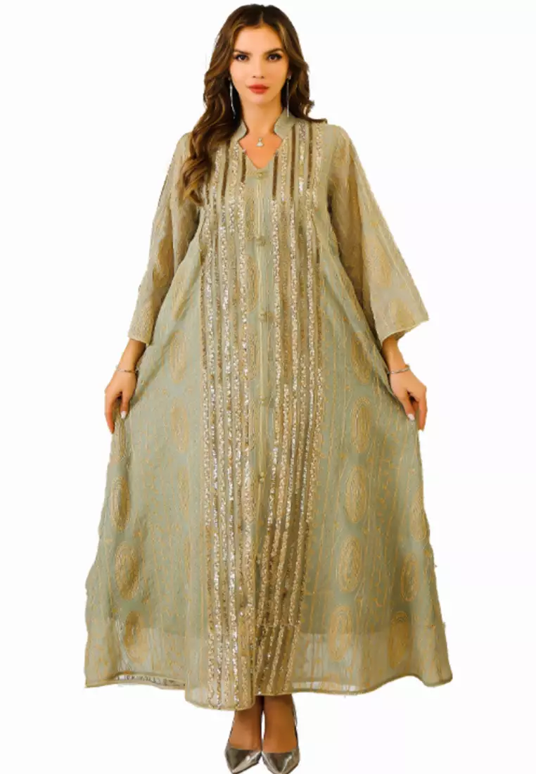 2024 Muslim Robe Sparkling Dress CA24090332GR