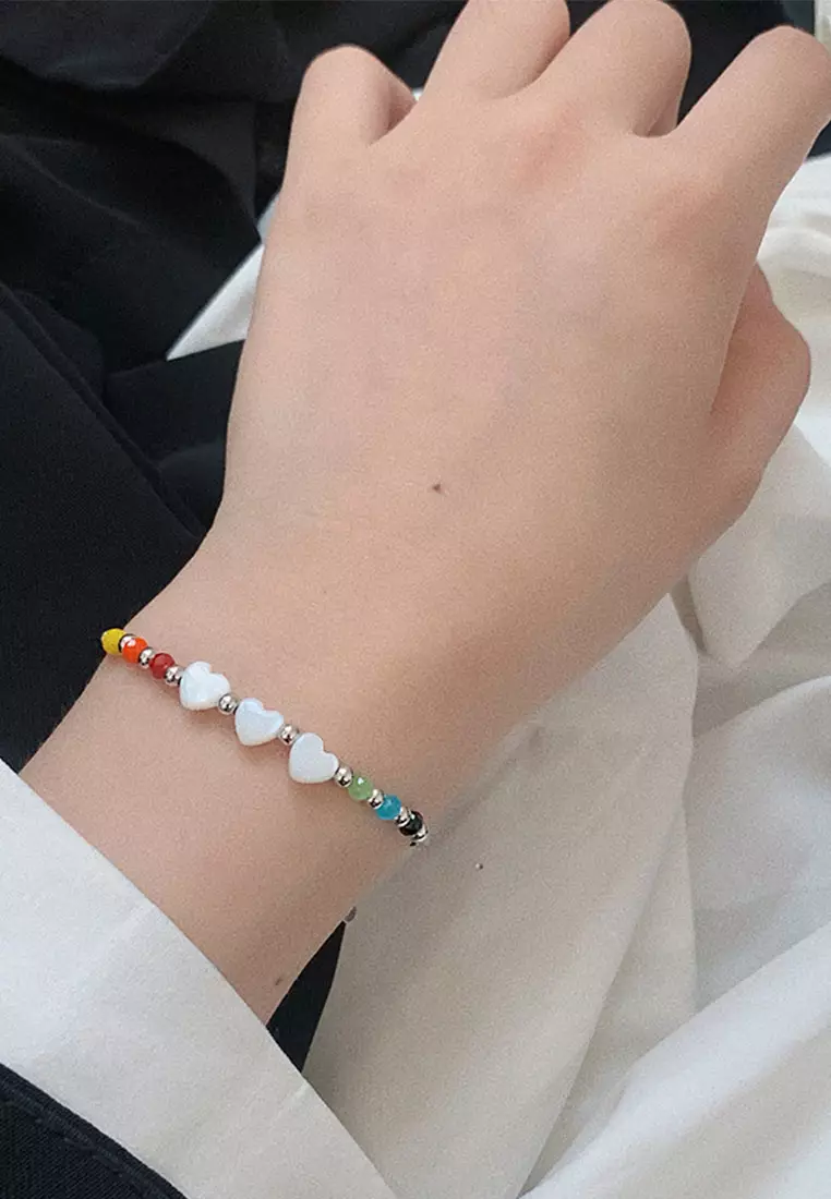 Buy LYCKA LDR9315H LYCKA Heart Rainbow Shell Beads Bracelet 2024
