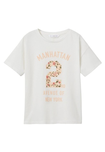 MANGO KIDS white Printed Cotton-Blend T-Shirt F0B67KA2587366GS_1