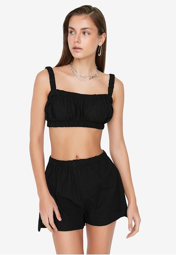 Trendyol black Ruched Top and Shorts Set 84A72AA2A65844GS_1