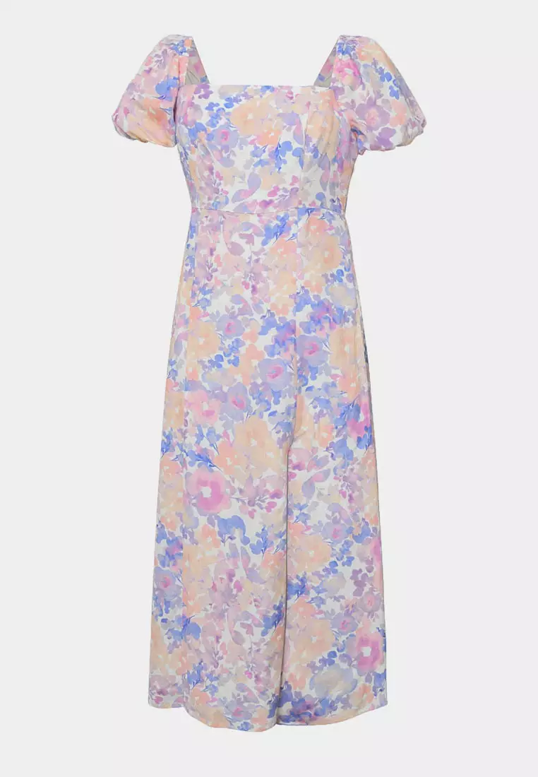 Hazy Linen Puff Sleeve Dress