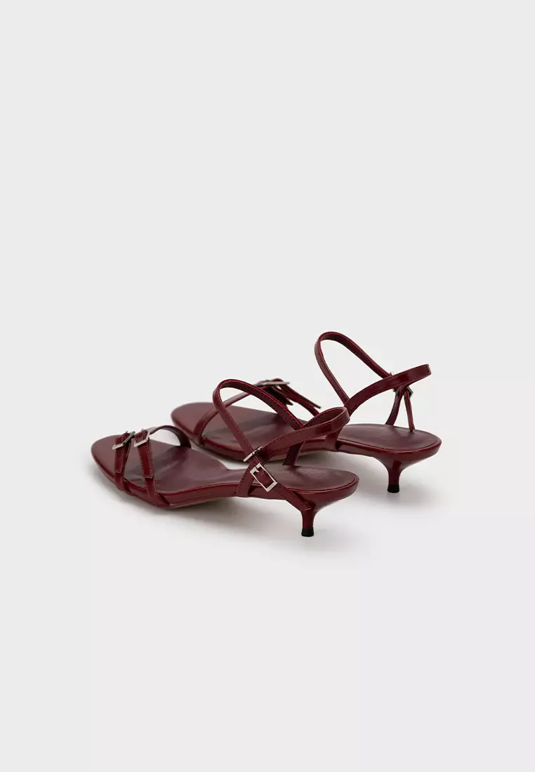 EMBELLISHED STRAP KITTEN HEEL SANDAL