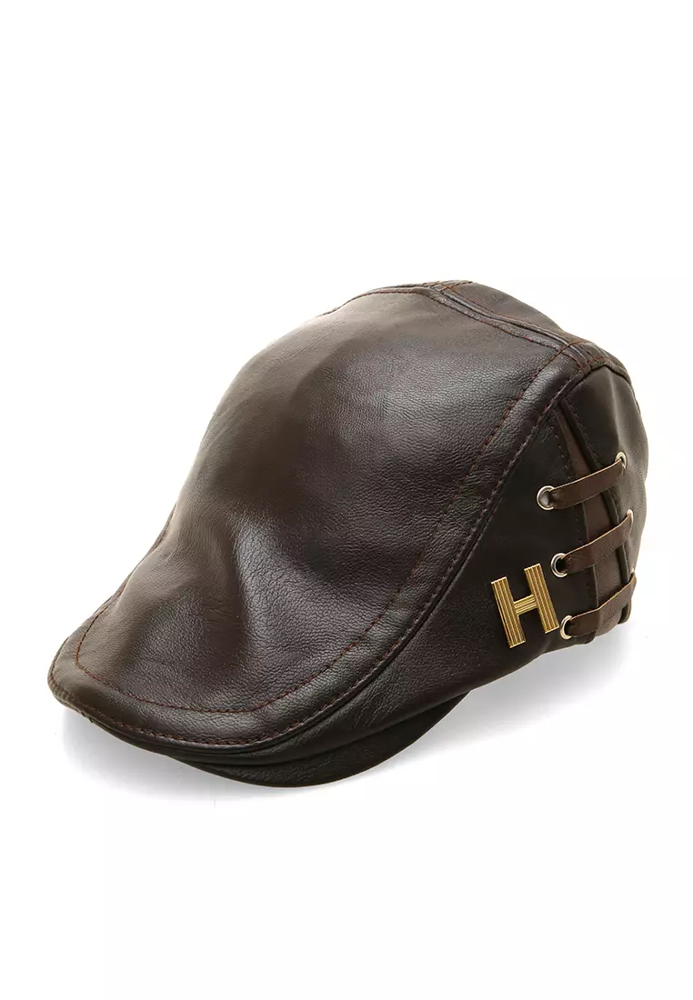 Kai Aksesoris Fashion Pria Wanita Casual Hat Preferred Style Material Leather ORIGINAL - Deef Coffee