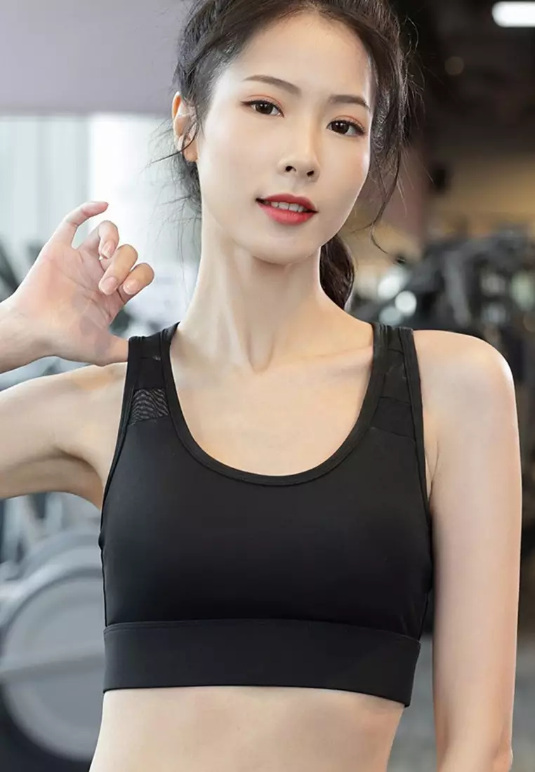 Buy ZITIQUE Korean style women's shockproof sports bra black 2024