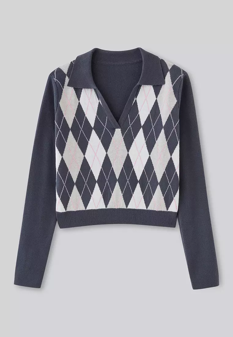 トップス kumi Buy 6IXTY8IGHT KUMI CROPPED KNIT POLO TOP FOR WOMAN GIRL ST10432