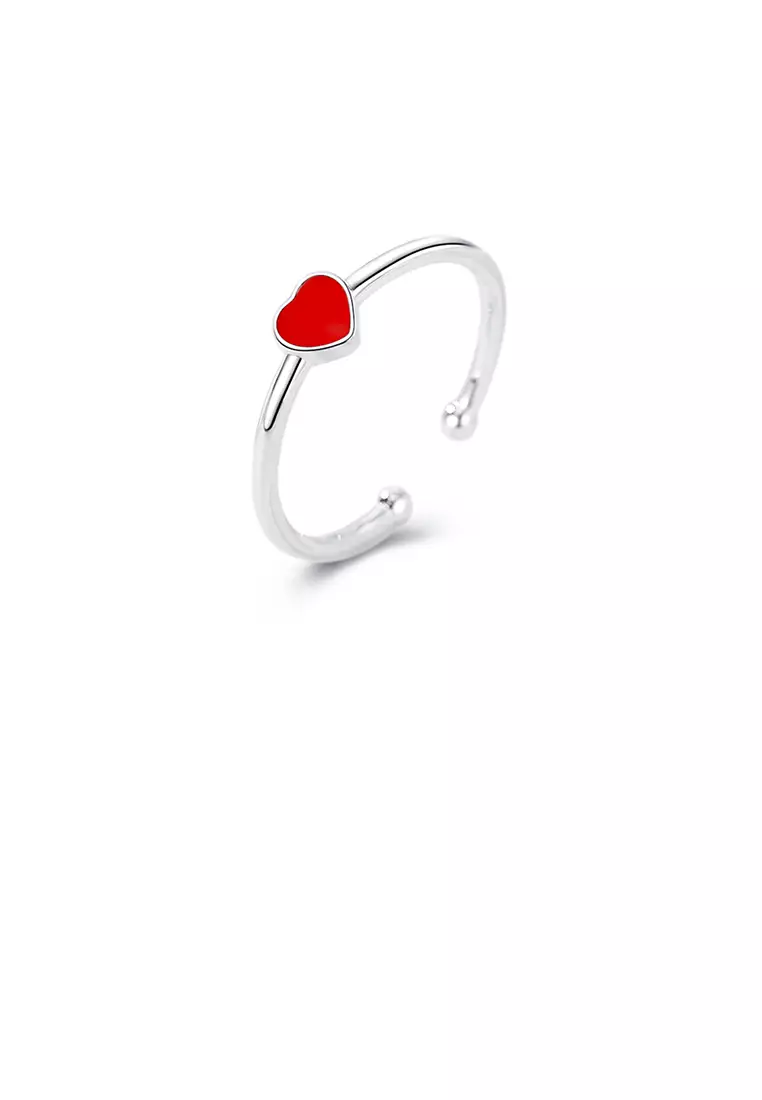 Buy Glamorousky 925 Sterling Silver Simple and Cute Enamel Red