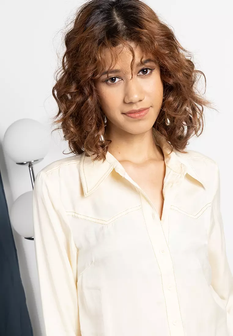 線上選購 Western Contrast Stitch Shirt ZALORA 台灣