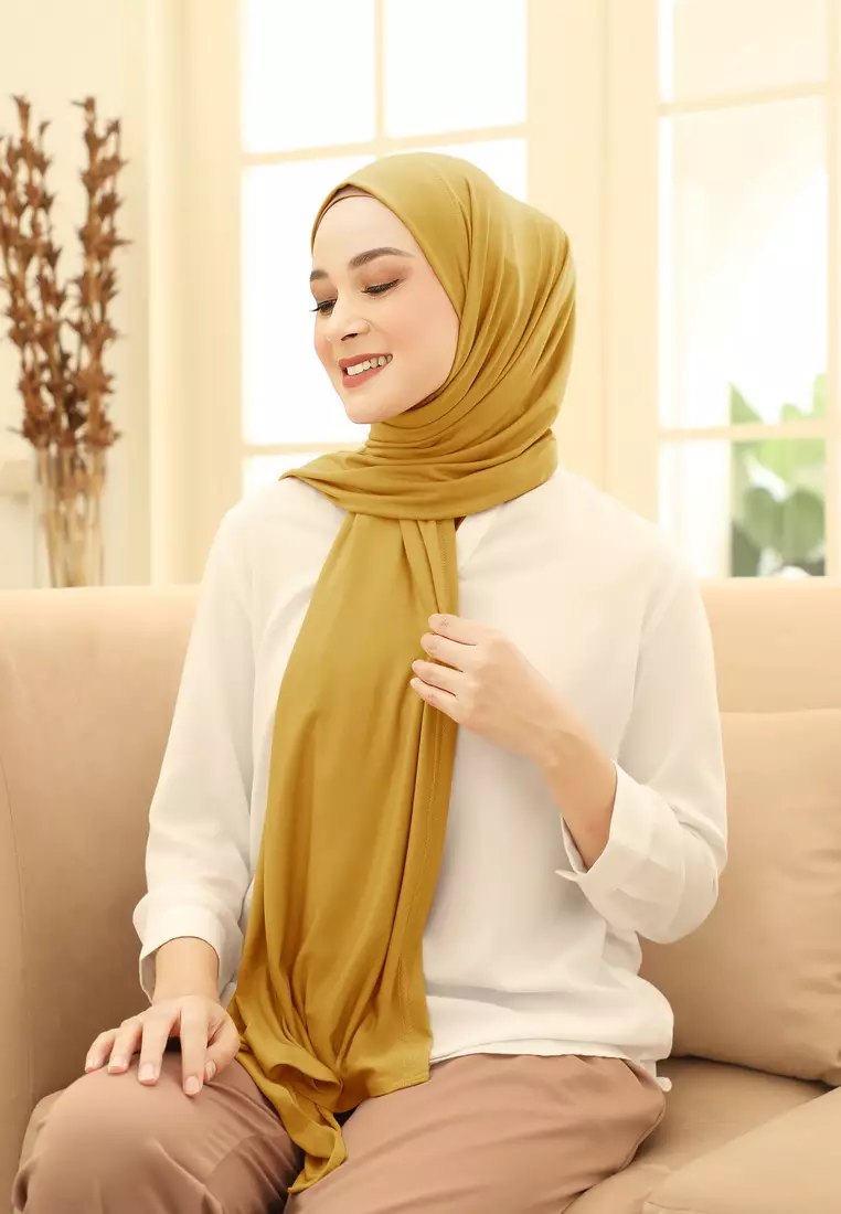 Zelena - Alina Malay Instan | Pashmina Jersey - Mustard