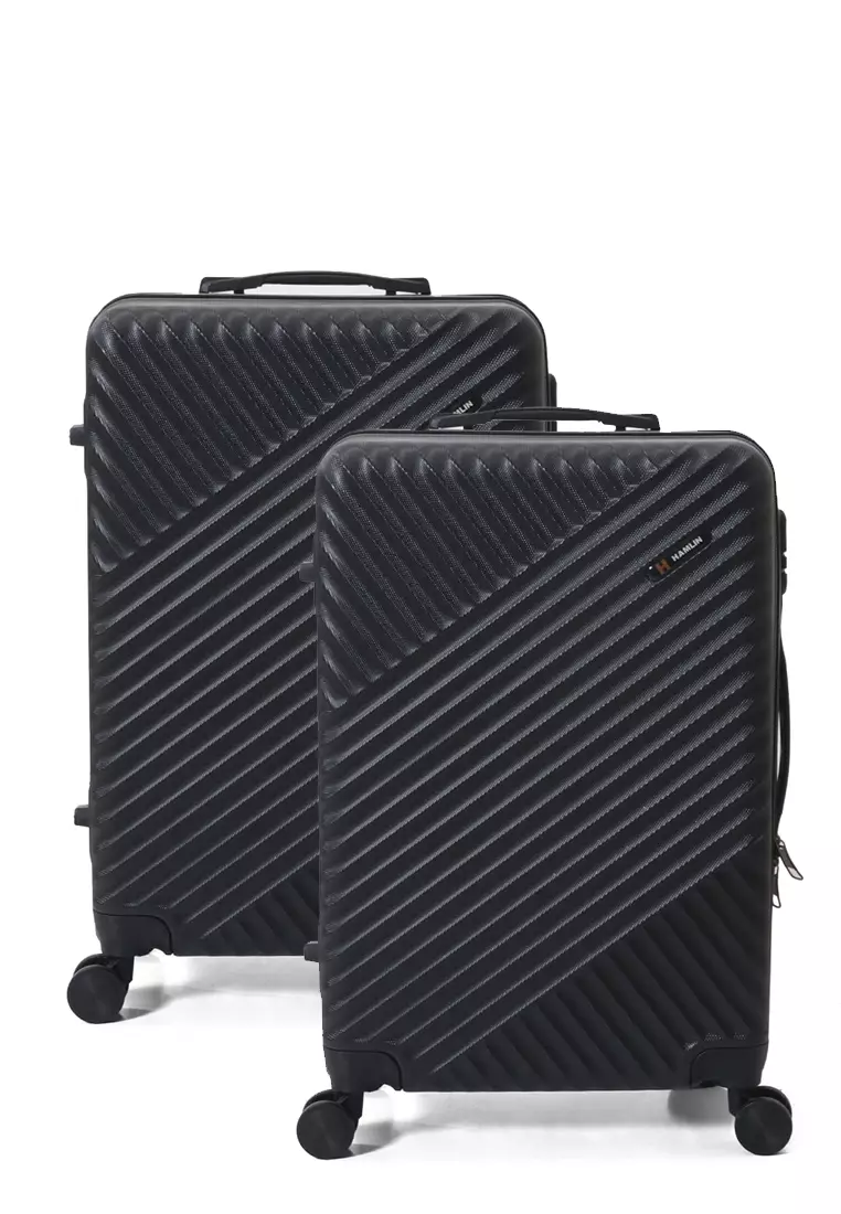Isvara Tas Koper One Set Unisex Large Compartment Suitcase Number Code Locking Material Fiber ABS ORIGINAL - Black