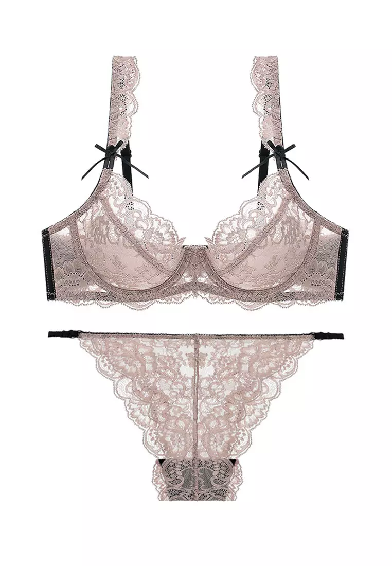 Ultra-thin transparent sexy bra set thin lace adjustable see