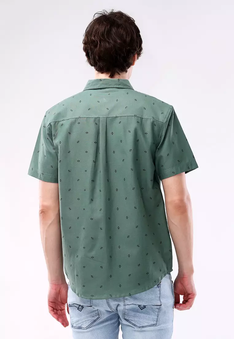 Woven Printed Oxford Short Sleeve Polo