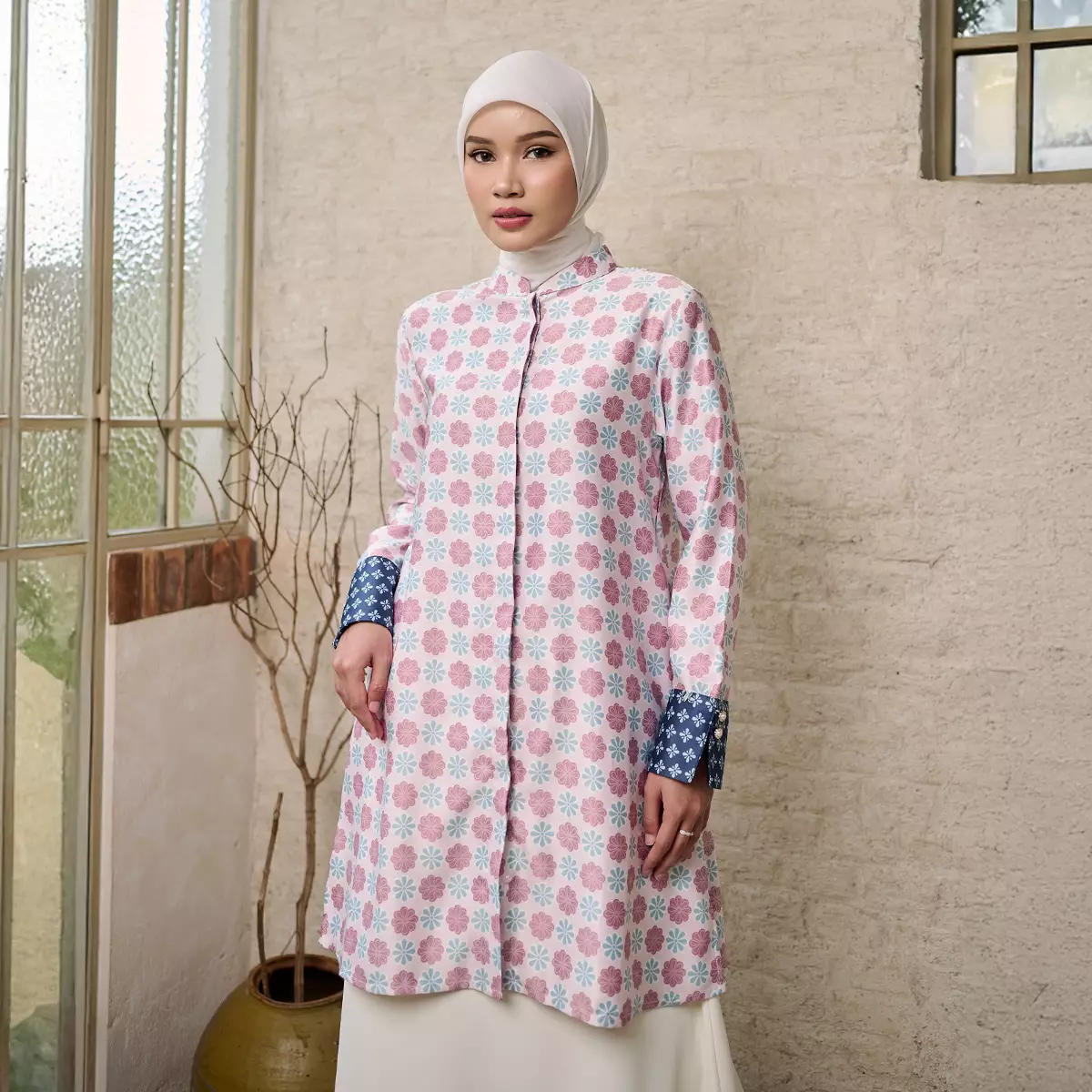 [Raya Collection] ZM Zaskia Mecca - Rienna Blue Pink Tunik Wanita | Primadona Series | Edisi Lilya Raya