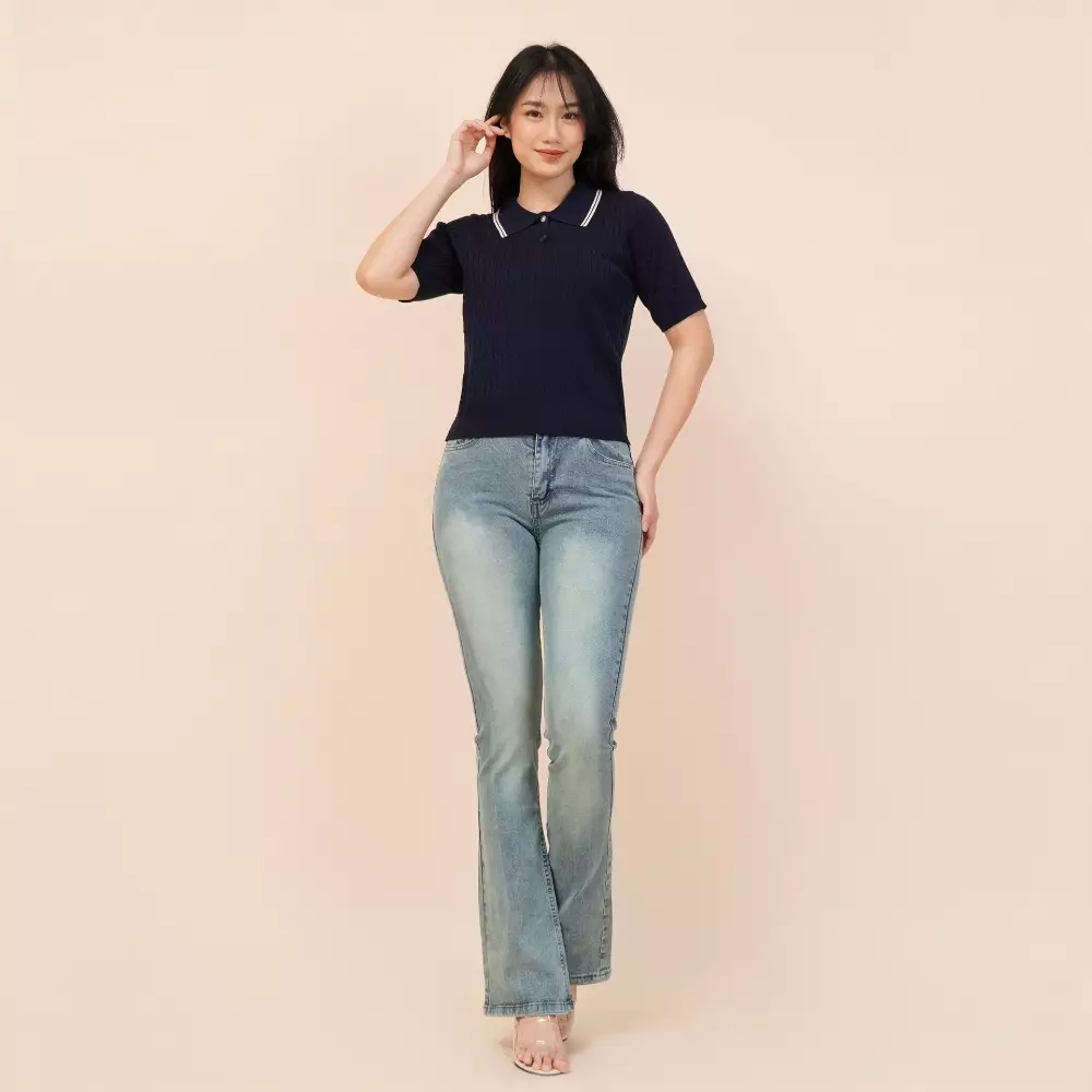 Carmen Polo Shirt Knit in Navy