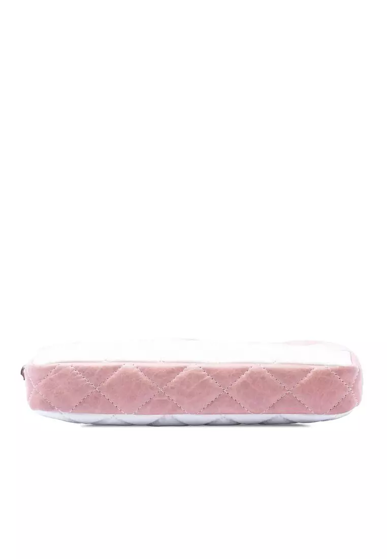 Pre-Loved Chanel Ombre Calfskin Double Zip Clutch On Chain