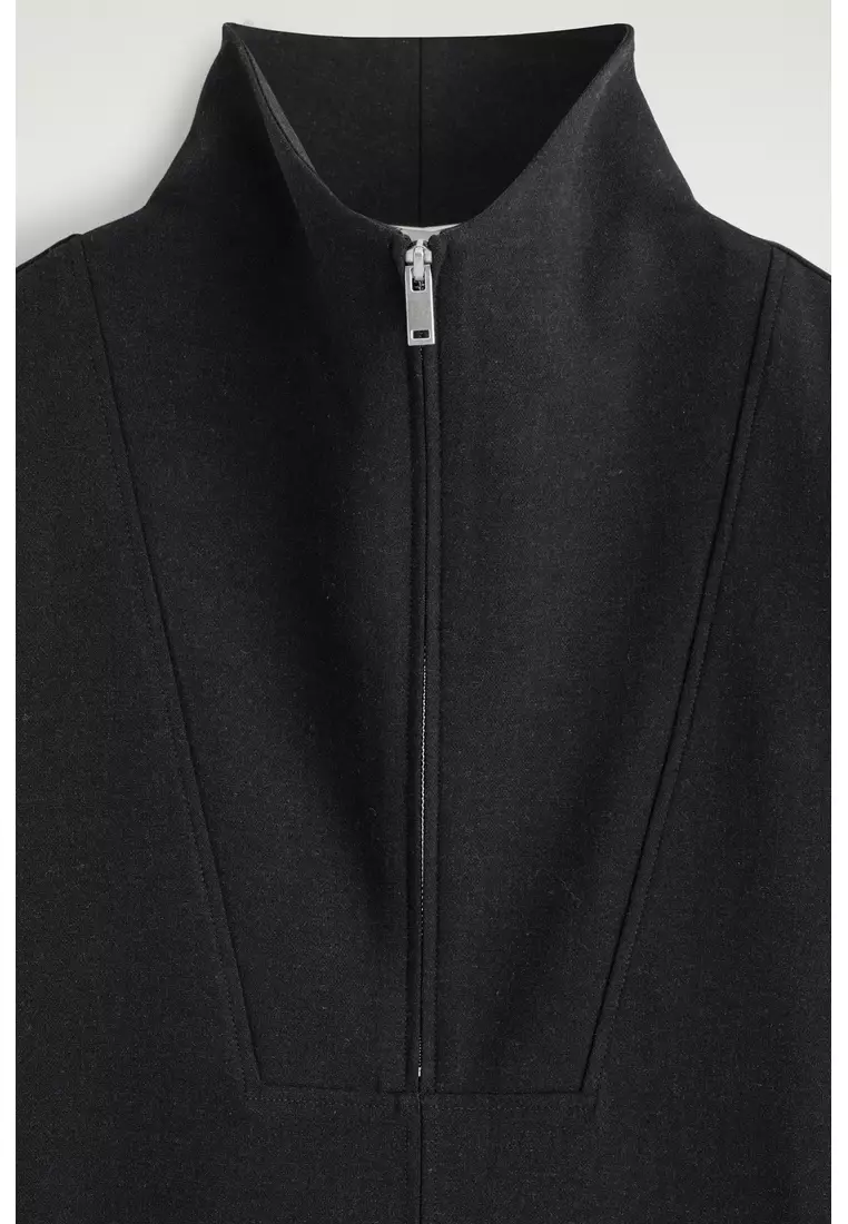 FUNNEL-NECK ZIP-UP TOP