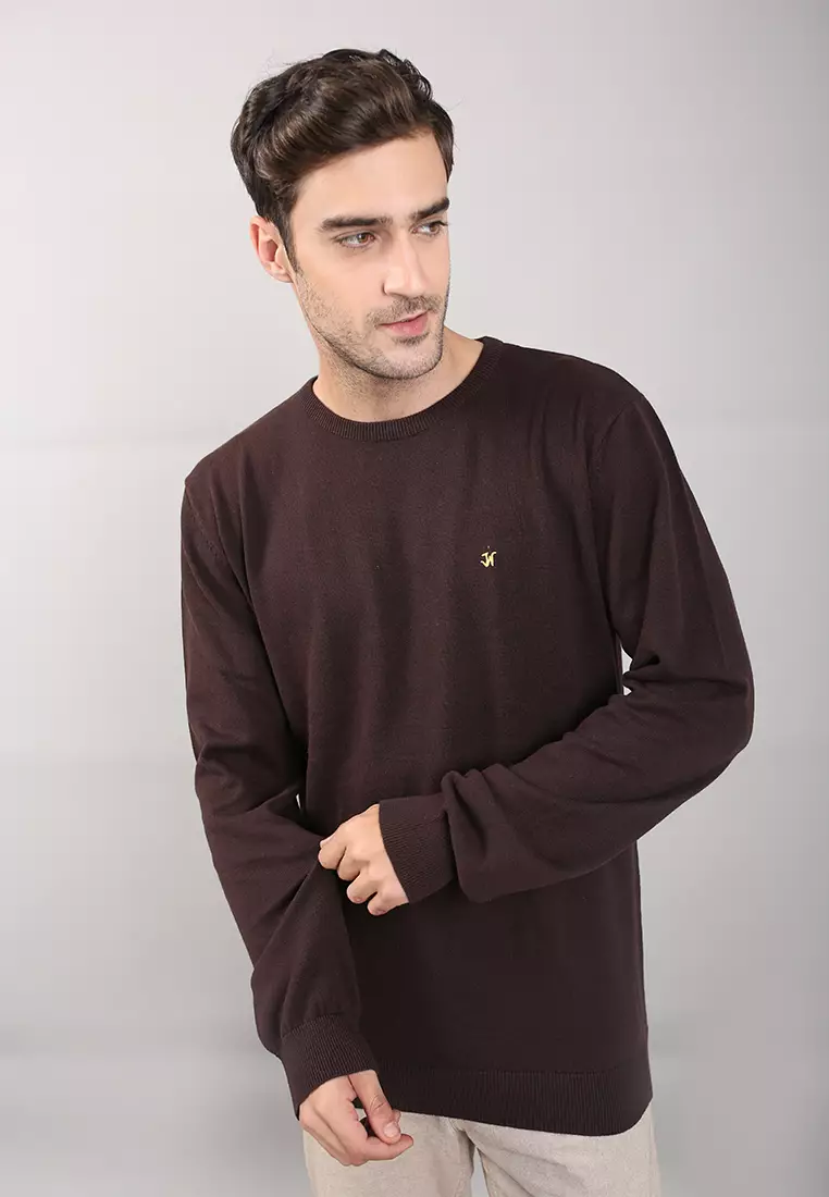 Johnwin - Sweater Pria - Motif Polos - Coklat - ASW.660.D047.002.C L/S