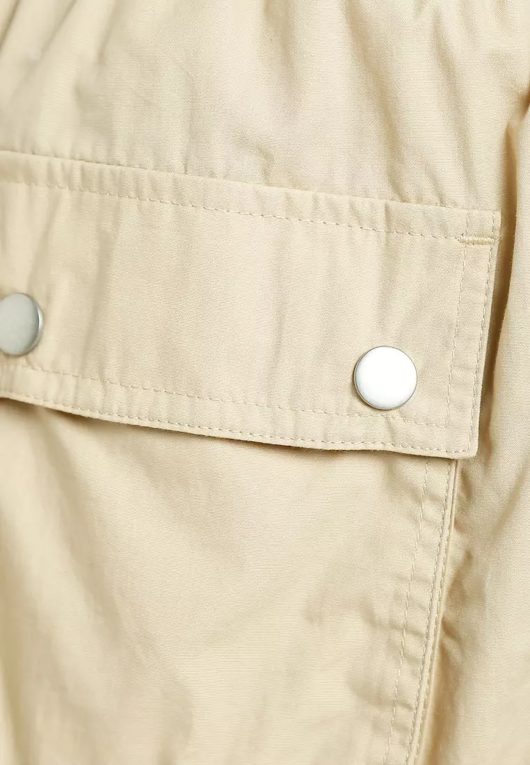 Flap Pocket Cargo Mini Skirt in Cream