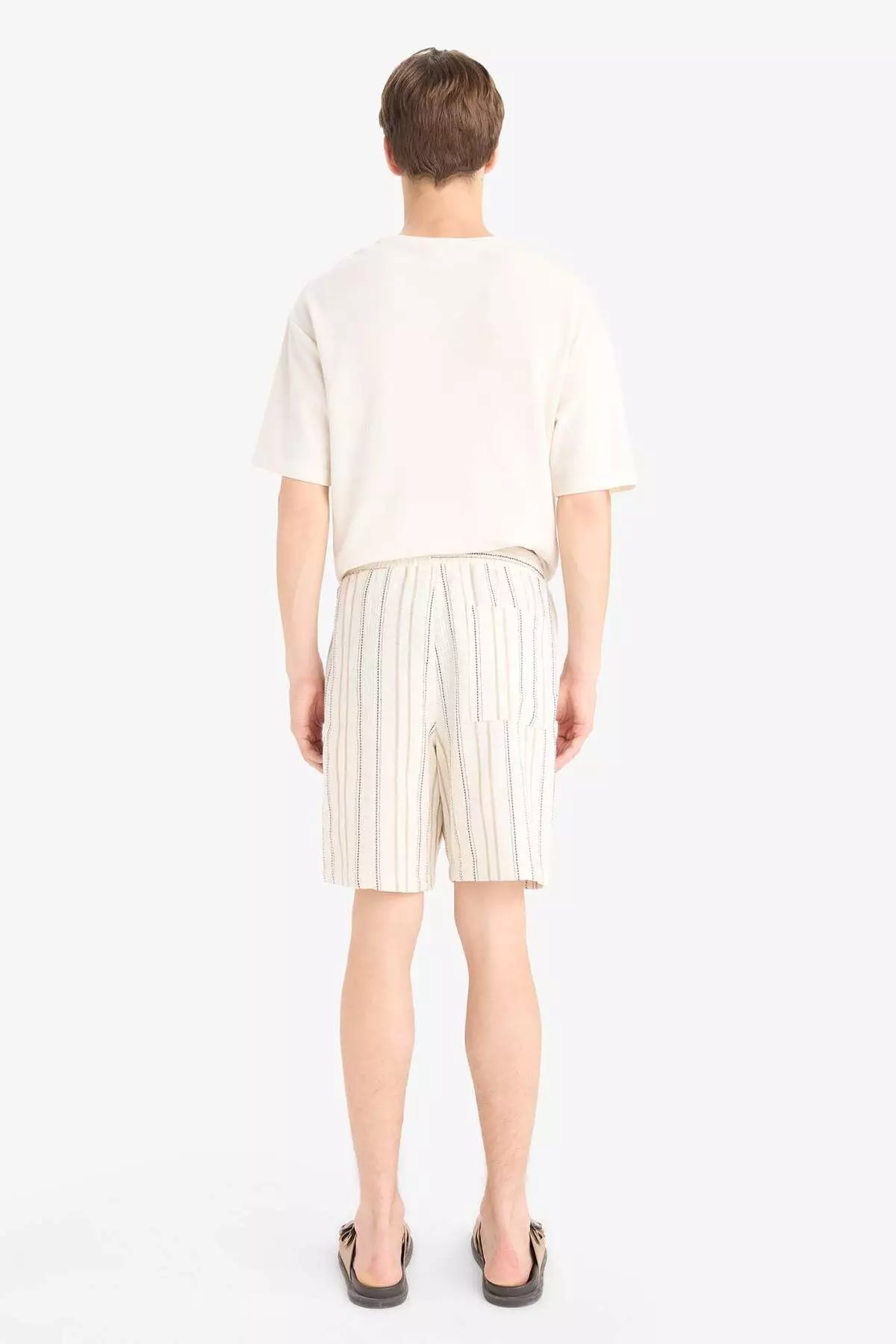 Regular Fit Jacquard Striped Bermuda Shorts E0808Ax25Sm