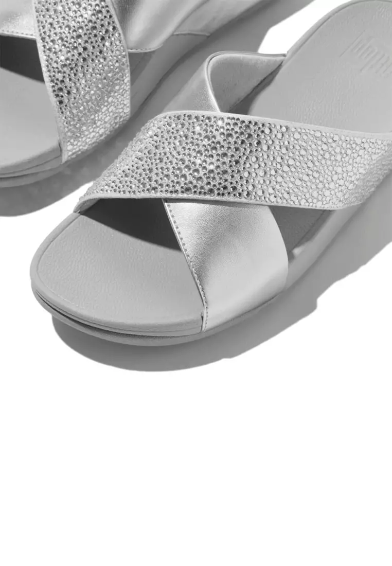 【新品・未使用】FitFlop Lulu Glitz Slides シルバー Fitflop Lulu Crystal Embellished Slides Silver – FitFlop