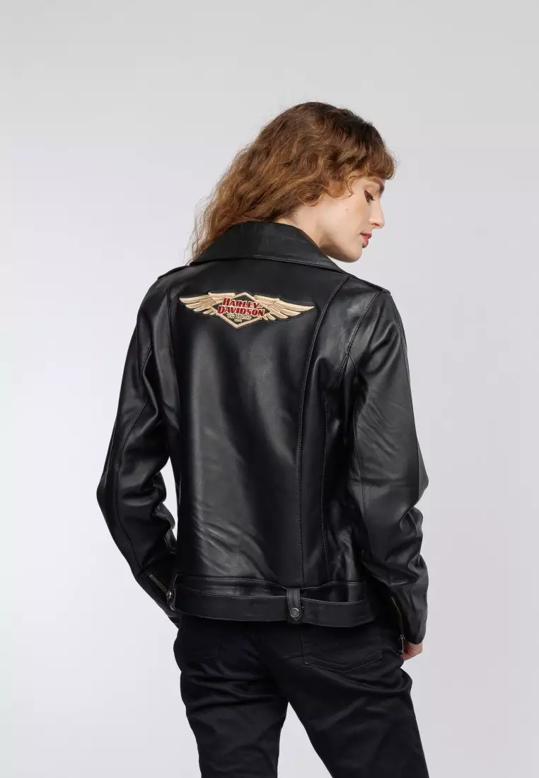 Harley davidson womens outlet leather jacket with rhinestones