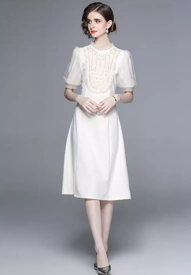 Buy Sunnydaysweety New French Elegant Premium White Dress Ca