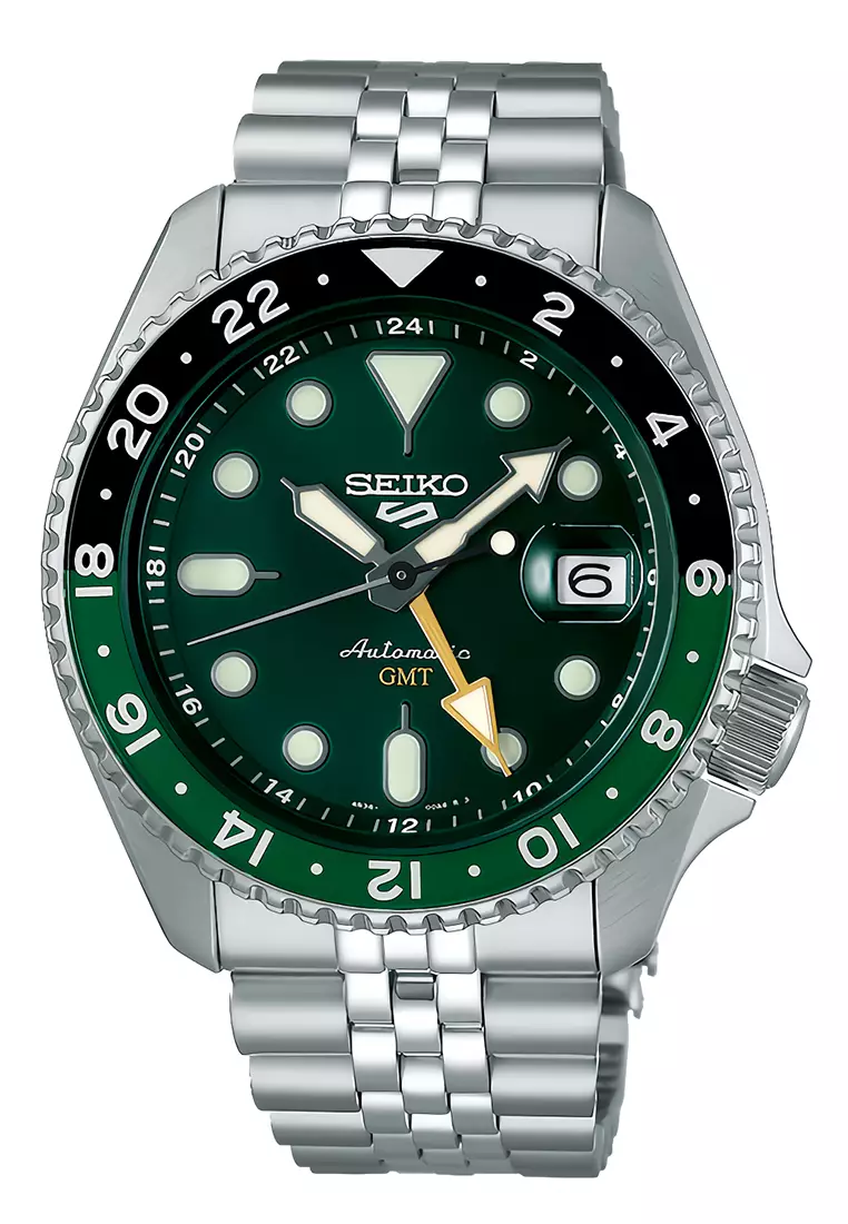 Seiko 5 Sports SSK035K1 - Jam Tangan Automatic Pria - SKX Series Automatic GMT Green Dial - All Stainless Steel