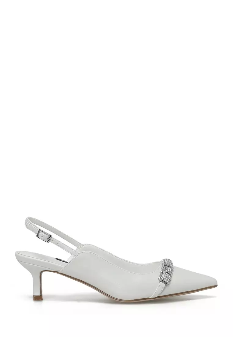 Discount on Nine West  shoes - SKU: Loveme Embellished Kitten Heel Pumps White