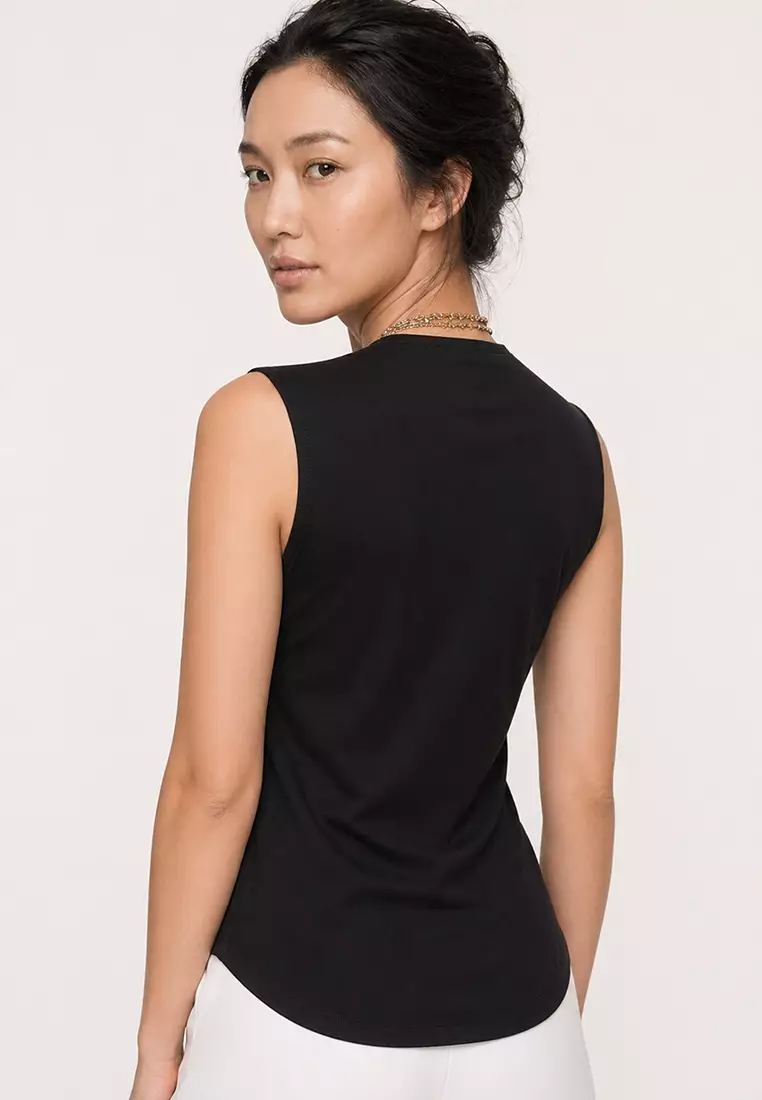 Women's Black Square Neck Thick Strappy Sandy Blouse