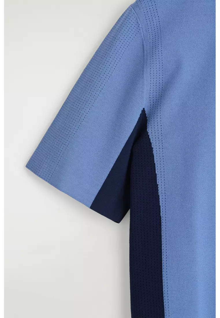 MESH-PANEL ZIP-UP POLO SHIRT