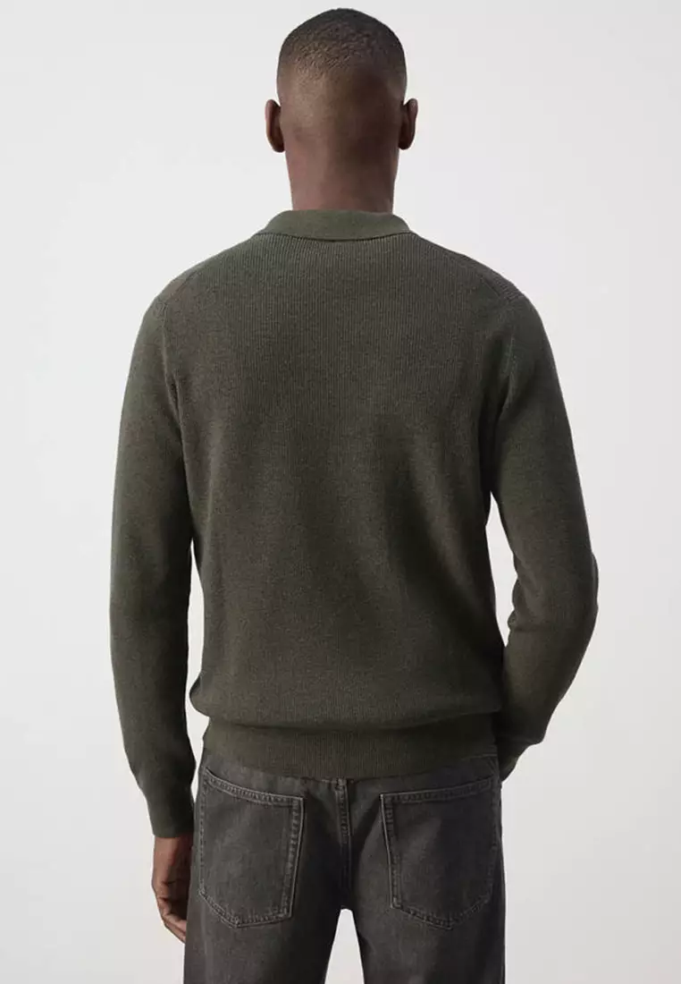 100% Cotton Ribbed Knit Polo Shirt